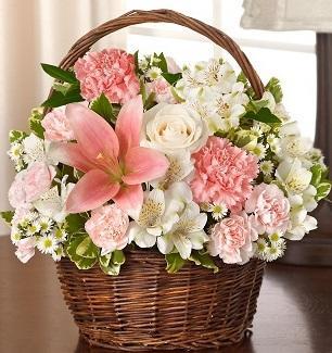 Pink and White Basket