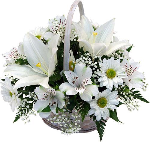 White Floral Basket